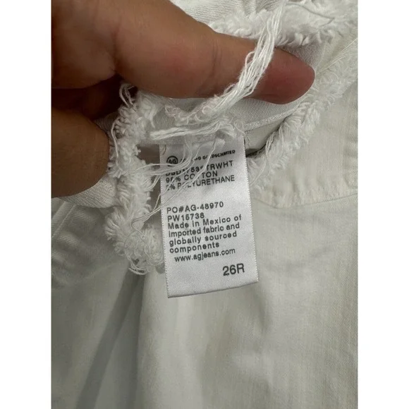 AG 26 The Isabelle High Rise Straight Crop Jeans Womens White Raw Hem PW15738 - Picture 7 of 9